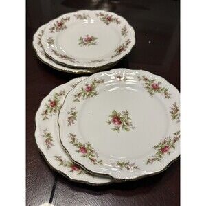 Haviland Bavaria China Moss Rose Set of 4 Dessert Salad Plates 7.5”